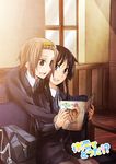  akiyama_mio bag black_eyes black_hair brown_eyes brown_hair couch k-on! long_hair magazine multiple_girls reading sakuragaoka_high_school_uniform school_uniform short_hair sitting sora_(sky_s04) tainaka_ritsu 