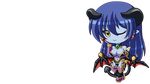  armor astaroth blue blue_hair chibi demon horns necklace pointed_ears stockings succubus tail vector wings wink yellow_eyes 