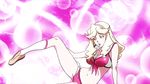  animated ass blonde_hair boobies_uniform breasts cleavage front-tie_top hairband honey_(space_dandy) long_hair looking_at_viewer lowres midriff navel red_eyes short_shorts shorts smile solo space_dandy 