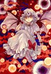  bad_id bad_pixiv_id bat bat_wings bow crossed_legs danmaku elbow_rest hat hat_bow lavender_hair red_eyes remilia_scarlet shiroma_(mamiko) short_hair sitting solo touhou wings wrist_cuffs 