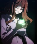  black_background brown_eyes evil_grin evil_smile glowing grin highres magic mugino_shizuri non-web_source open_mouth red_hair screencap simple_background smile solo teeth to_aru_kagaku_no_railgun to_aru_majutsu_no_index 