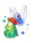  arthropod butterfly butterfree duo female insect lilligant nintendo plain_background pok&#233;mon pok&eacute;mon red_eyes unknown_artist video_games white_background 