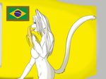  angel anthro banana big_breasts brazilian_flag breasts cat color cute drawing enjoy feline female fruit fur gtoyaannno hair happy mammal mericella pussy she side_view solo suggestive suggestive_food white_fur white_hair 