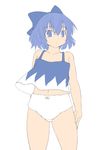  :&lt; blue_eyes blue_hair bow camisole cirno colorized flat_chest flat_color hair_bow kasuga_yukihito navel panties short_hair solo touhou underwear white_panties work_in_progress 