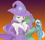  anthro anthrofied blue_fur breasts cutie_mark duo equine female friendship_is_magic fur hair half-closed_eyes hat horn horse lesbian long_hair looking_at_viewer mammal muh-arts my_little_pony nipples nude pony princess_celestia_(mlp) purple_eyes standing tears trixie_(mlp) two_tone_hair unicorn white_fur wizard_hat zev 