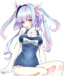  bad_id bad_pixiv_id blue_hair highres i-19_(kantai_collection) kantai_collection long_hair one-piece_swimsuit red_eyes school_swimsuit shitoani sitting swimsuit twintails 