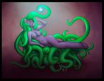  anthro anthrofied equine female friendship_is_magic glowing glowing_eyes green_eyes green_hair hair horse long_hair looking_at_viewer mammal mane-iac_(mlp) ms-seven0 my_little_pony navel nipples nude orb pony pussy smile solo tentacles 