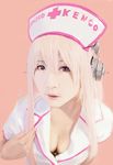  bad_id bad_pixiv_id breasts cleavage ecchi_pantsu headphones long_hair medium_breasts nitroplus nurse pink_hair realistic red_eyes solo super_sonico 