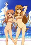  golden_time kaga_kouko naked no_bra nopan oka_chinami takahashi_mika thighhighs 