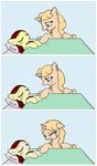  blonde_hair brown_eyes crying cutie_mark death duo equine eyes_closed female freckles friendship_is_magic hair horn horse jovey4 kiki_havivy mammal my_little_pony original_character pillow pony red_hair sad tara_strong unicorn 