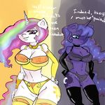  abstract_background anthro anthrofied big_breasts breasts dawntrotter equine female friendship_is_magic fur group horn mammal my_little_pony princess_celestia_(mlp) princess_luna_(mlp) 