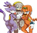  anthro anus big_breasts blaze_the_cat blush breast_grab breasts butt echidna feline female group looking_at_viewer mammal nipples nude pussy sega smile sonic_(series) sssonic2 thick_thighs tikal_the_echidna wide_hips zeta_the_echidna 