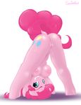  anthro anthrofied anus bent_over blue_eyes breasts butt cutie_mark elbow_gloves equine female friendship_is_magic gloves hair horse legwear looking_at_viewer mammal my_little_pony nude pink_hair pinkie_pie_(mlp) plain_background pony pussy smile solo stockings swissleos 