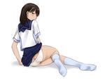  anegasaki_nene ass blue_skirt blush brown_hair butt_crack feet looking_back love_plus mitarashi_kousei mole mole_under_eye no_shoes panties revision school_uniform shirt short_hair skirt socks solo underwear white_legwear white_panties white_shirt 