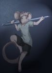 ballpoint cainethelongshot clothing cute drawing male mammal micro mouse mousey pen plain_background rodent shirt shorts smile solo standing tiny 