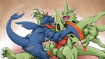  2014 3_fingers 3_toes abs anthro anthrofied barefoot beige_background biceps butt claws dragon duo english_text garchomp gay male manly mega_evolution mega_garchomp mega_tyranitar mega_tyrannitar mgea_garchomp muscles nintendo no_nipples nude one_eye_closed open_mouth pecs plain_background pok&#233;mon presenting presenting_hindquarters raised_arm shadow sharp_claws sharp_teeth shiny sitting squint teeth text toe_claws tongue tongue_out tyranitar vein video_games waddledox warning yellow_eyes 