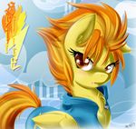 equine female feral friendship_is_magic fur hair horse knifeh looking_at_viewer mammal my_little_pony orange_hair outside pegasus pony solo spitfire_(mlp) two_tone_hair wings wonderbolts_(mlp) yellow_fur 