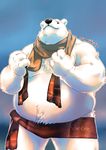  black_nose fur male mammal mixvariety overweight polar_bear scarf solo topless white_fur 