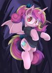  bat_wings bow cat_eyes cave clothing cutie_mark ende equine eyewear fangs female flying friendship_is_magic glasses hair horn horse mammal multi-colored_hair my_little_pony pony ponytail princess_cadance_(mlp) red_eyes slit_pupils solo sweater underground vampire winged_unicorn wings 