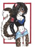  anthro bracer cat curly_hair denim feline female hi_res leather_jacket leopard looking_at_viewer mammal pinup pose smile snow_leopard solo spikes terrie_smith undressing 