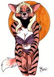  absurd_res anthro blonde_hair female hair hi_res hyena lingerie looking_at_viewer mammal pinup pose solo stripes terrie_smith 