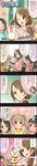  4koma :d :o ^_^ beamed_eighth_notes black_eyes black_hair blonde_hair brown_eyes brown_hair character_name cinderella_girls_gekijou closed_eyes colorized comic eighth_note fukuyama_mai hair_ornament hand_puppet highres idolmaster idolmaster_cinderella_girls long_hair long_image mochida_arisa multiple_girls musical_note official_art open_mouth ponytail puppet sasaki_chie short_hair smile speech_bubble spoken_musical_note tall_image thought_bubble translated twintails yokoyama_chika 