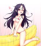  banana_boat barefoot bikini bikini_aside black_hair blush breasts cleavage feet full-face_blush gogatsu_no_renkyuu long_hair looking_away masturbation medium_breasts nose_blush object_insertion on_banana one_eye_closed open_mouth original purple_eyes riding skindentation straddling strap_gap swimsuit trembling vaginal vaginal_object_insertion 