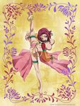  absurdres anklet bad_feet barefoot blue_eyes blush breasts cleavage code_geass dancer feet flexible gypsy hanging_breasts highres jewelry kallen_stadtfeld large_breasts red_hair short_hair solo split standing standing_on_one_leg standing_split thighs vector_trace watermark 