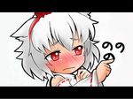  [] blush detached_sleeves face finger_writing hands hat inubashiri_momiji letterboxed red_eyes short_hair solo tokin_hat touhou wavy_mouth white_hair 