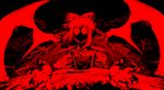  black_background foreshortening fujiwara_no_mokou glowing glowing_eyes monochrome red solo touhou wings yoshioka_yoshiko 