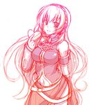  bare_shoulders heart kubyou_azami long_hair megurine_luka navel pink sketch smile solo valentine vocaloid 