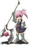  axe belt blue_eyes boots elbow_gloves gloves holding holding_axe knee_boots knife pink_hair presea_combatir rando_seru solo tales_of_(series) tales_of_symphonia twintails weapon 
