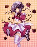  blush carnelian chocolate copyright_request maid short_hair solo striped striped_legwear thighhighs zettai_ryouiki 