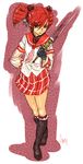  amy_sorel ashiomi_masato boots drill_hair gloves left-handed red_eyes red_hair school_uniform serafuku short_twintails solo soulcalibur soulcalibur_iv sword twintails weapon 