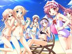  :o agnes_boulange ass beach bikini blonde_hair blue_eyes blush breast_grab breasts carina_verritti chair chelsea_arcot day drink earrings flat_chest from_behind front-tie_top game_cg grabbing groping hairband hat jewelry ko~cha large_breasts legs long_hair looking_back medium_breasts minette multiple_girls nina_lindberg one-piece_swimsuit orange_eyes outdoors pink_eyes pink_hair purple_eyes purple_hair ritos_tortilla salsa_tortilla short_hair short_twintails shukufuku_no_campanella siblings side_ponytail sisters sitting small_breasts smile sunglasses surprised surprised_arms swimsuit twintails underboob water waving 