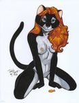  absurd_res anthro breasts cat feline female goldfish hair hi_res looking_at_viewer mammal nipples pinup pose pussy red_hair smile solo terrie_smith 