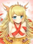  aqua_eyes blonde_hair blush bracelet breast_hold breasts echidna_(p&amp;d) headdress jewelry lamia large_breasts long_hair monster_girl natsume_kei puzzle_&amp;_dragons 