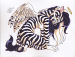  absurd_res angel anthro breasts equine female halo hi_res looking_at_viewer mammal michele_light nude pinup pose solo zebra 