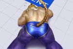  biceps big_muscles bulge butt clothing feline human hybrid jaguar king_(tekken) looking_back lying male mammal mask muscles open_mouth pants royalty solo spots surprise tekken topless video_games wrestler wrestling_clothes zib-n_(pixiv) 