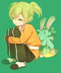  bad_id bad_pixiv_id fei_rune green_eyes green_hair inazuma_eleven_(series) inazuma_eleven_go inazuma_eleven_go_chrono_stone junekun male_focus sitting solo stuffed_animal stuffed_bunny stuffed_toy 