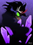  black_hair crown crystal equine eye_mist fangs friendship_is_magic glowing glowing_eyes green_eyes gren_eyes hair horn horse killryde king_sombra_(mlp) magic male mammal my_little_pony pony shadow solo spark tongue tongue_out unicorn 