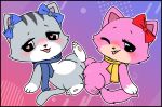 &lt;3 absurd_res anthro blue_body blue_fur chibi cryoline domestic_cat duo felid feline felis female female/female fur genitals hi_res kemono looking_at_viewer mammal muffinlewds pancake_(toontown) pawpads pink_body pink_fur pussy pussy_in_pussy ribbons scarf sex sibling_(lore) sister_(lore) toontown_corporate_clash toontown_online toony tribadism vaginal