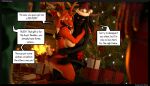 2023 3d_(artwork) 5_fingers 5_toes ambiguous_gender anthro anthro_on_anthro antlers black_body black_fur black_hair bovid bovine breasts brown_body brown_fur brown_hair butt cattle christmas christmas_clothing christmas_headwear christmas_tree clothed clothed/nude clothed_female_nude_female clothing deer dialogue digital_media_(artwork) duo_focus embrace english_text feet female female/female fingers fur gift group hair hat headgear headwear hi_res holidays horn hug humanoid_feet humanoid_hands kneeling mammal mercedes_(petruz) new_world_deer nude panties petruz_(copyright) plant plantigrade reindeer reindeerviking rudy_(petruz) santa_hat source_filmmaker speech_bubble text toes topless topless_anthro topless_female tree underwear