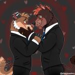 &lt;3 anthro blush canid canine canis digit_ring dingo domestic_dog duo hi_res intersex intersex/male invalid_tag jewelry male male/male mammal ring romantic suit_and_tie trans_(lore) trans_man_(lore) wedding wedding_ring yamatopawa