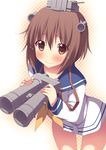  bad_id bad_pixiv_id bangs binoculars brown_eyes brown_hair dress kantai_collection oniku_(shimofuri-ke) sailor_dress short_hair solo yukikaze_(kantai_collection) 