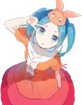  aqua_eyes aqua_hair bad_id bad_pixiv_id eyebrows gomi_chiri hat monogatari_(series) ononoki_yotsugi short_hair solo tsukimonogatari twintails 