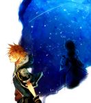  armor blue_eyes brown_hair chain-link_fence fence kingdom_hearts kingdom_hearts_birth_by_sleep male_focus multiple_boys shooting_star sora_(kingdom_hearts) utsudashinou ventus 