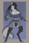 alternate_species big_breasts black_hair breasts bulge canid canine clothing eyewear fur glasses grey_body grey_fur gynomorph hair hi_res intersex legwear mammal marie_(wmdiscovery93) small_waist stockings torn_clothing were werecanid werecanine werewolf wmdiscovery93