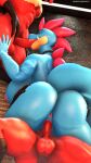 3d_(artwork) 4k 9:16 abs absurd_res anthro anus areola balls big_butt black_talons blaziken blue_body blue_skin butt darkflash23 digital_media_(artwork) eyes_closed fellatio female feraligatr generation_2_pokemon generation_3_pokemon genitals group group_sex hair hand_on_butt hi_res huge_butt male male/female muscular muscular_male nintendo nipples oral oral_penetration penetration penile penile_penetration penis penis_in_mouth penis_in_pussy pink_areola pink_hair pink_nipples pokemon pokemon_(species) red_balls red_body sex sharp_teeth tail talon_hands teeth threesome trio vaginal vaginal_penetration yukigatr_(evov1)