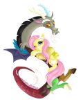 4:5 absurd_res accessory blush chimera colored colored_sketch discord_(mlp) draconequus duo embrace equid equine eye_contact female flower flower_in_hair fluttershy_(mlp) friendship_is_magic hair hair_accessory hasbro hi_res horn horse hug jbond looking_at_another luminousdazzle male male/female mammal my_little_pony one_eye_closed pegasus plant pony simple_background sketch white_background wings wink